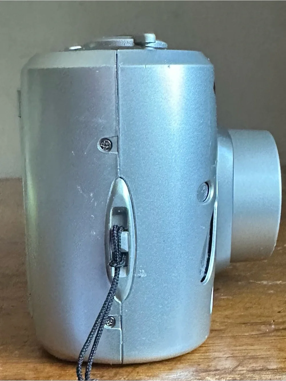 Polaroid Silver Point-and-Shoot Camera with Red-Trim Strap